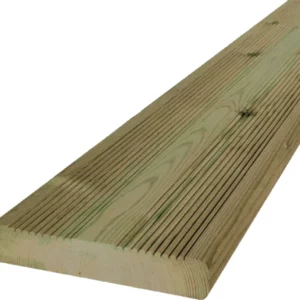 Lame terrasse Pin traité CL4 Vert 1f lisse 1f rainurée 145x27 Long 3m00