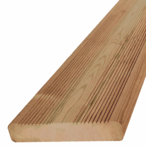 Lame terrasse Pin traité CL4 Marron 1f lisse 1f rainurée 145x27